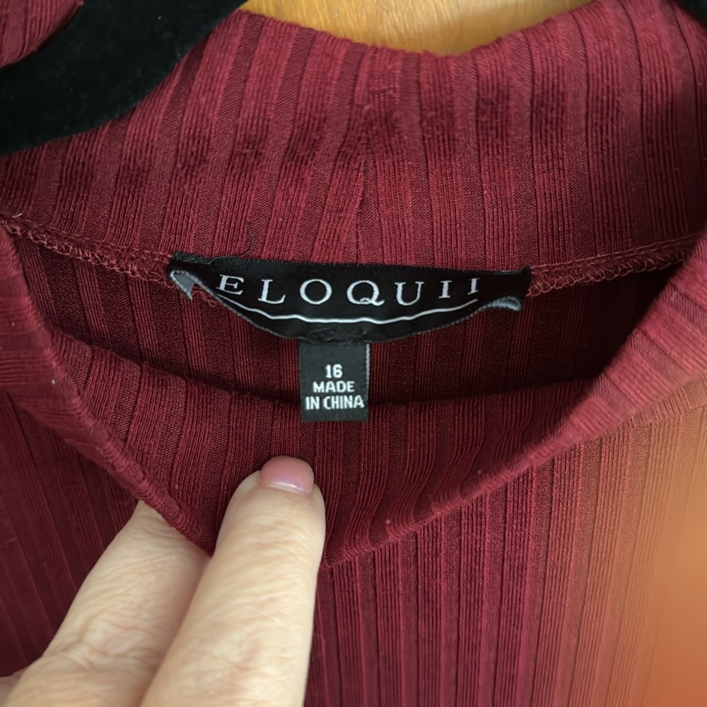 Eloquii knit dress with front knee high split. 16. Looks great with tall boots!